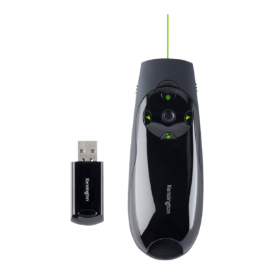 Kensington Presenter Expert Green Laser with Cursor Control - Control remoto para presentaciones - 4 botones - RF - negro