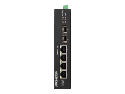 Hikvision Pro Series DS-3T0506HP-E/HS - Conmutador - sin gestionar - 3 x 10/100/1000 (PoE) + 1 x 10/100/1000 (Hi-PoE) + 2 x Gigabit SFP - sobremesa - High PoE / PoE - DC power