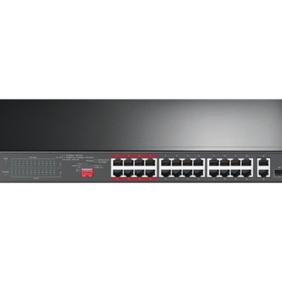 TP-Link TL-SL1226P - Conmutador - sin gestionar - 24 x 10/100 (PoE+) + 2 x 10/100/1000 + 2 x Gigabit SFP combinado - sobremesa, montaje en rack - PoE+ (250 W)