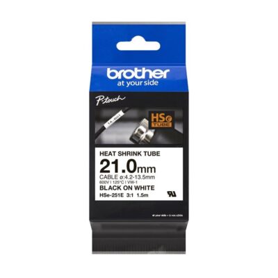 Brother HSe-251E - Negro sobre blanco - Rollo (2,1 cm x 1,5 m) 1 cinta(s) caja para colgar - cinta tubo termorretráctil - para P-Touch PT-D800W, PT-E550WVP, PT-P700, PT-P750W, PT-P900W, PT-P950NW