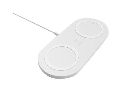 Belkin Dual - Base de carga inalámbrica + adaptador de corriente CA - 10 vatios - blanco