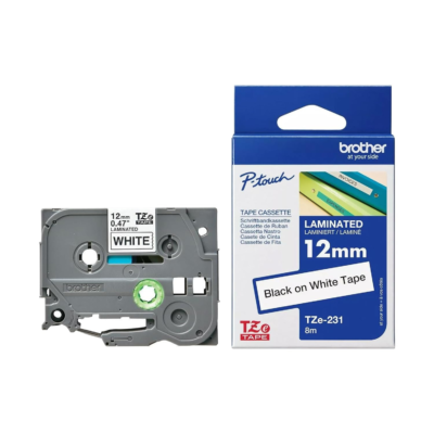 Brother TZe-231 - Adhesivo estándar - negro sobre blanco - rollo (1,2 cm x 8 m) 1 cinta(s) tipo laminado - para Brother PT-D210, D600, H110; P-Touch PT-1005, 1880, E310, E800; P-Touch Cube Plus PT-P710