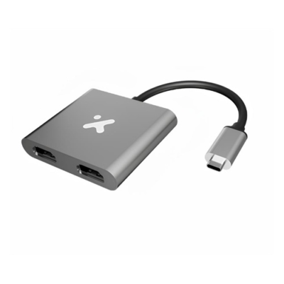 Xtech - Video adapter - USB Type C - Dual HDMI - Metal silver - 4K  XTC-548